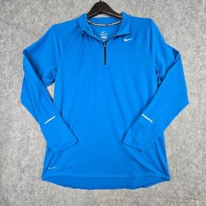 Nike Element Running Pullover Mens L Blue Half-Zip Dri-FIT Reflective 519199-402